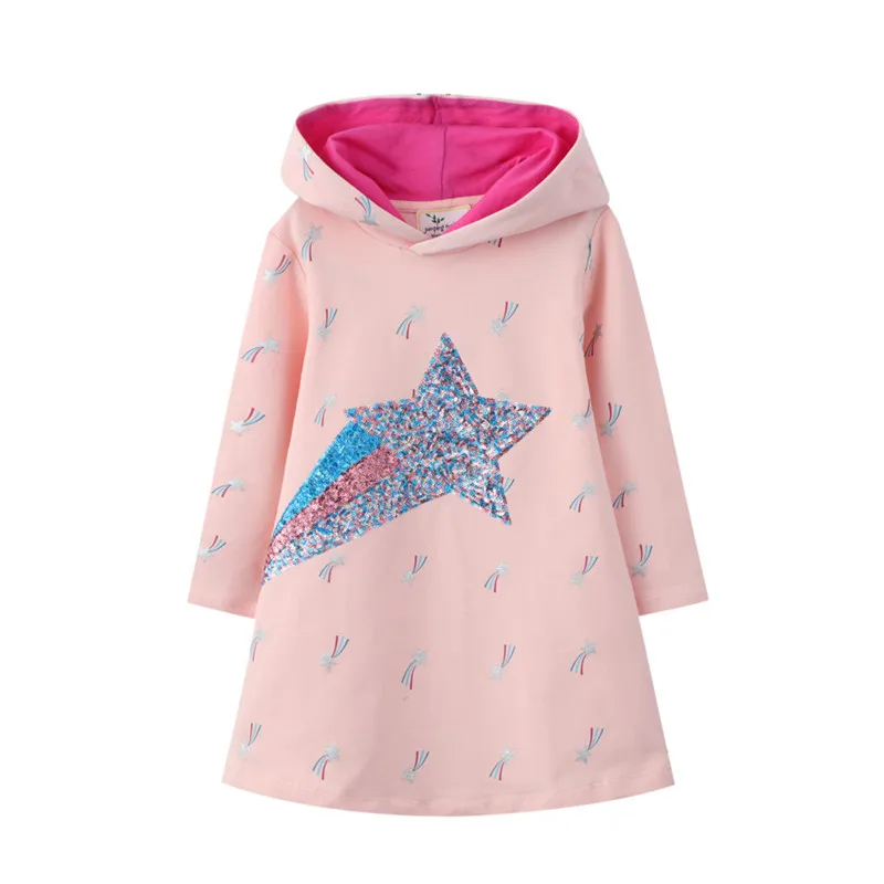 Top Trends: Jumping Meters New Arrival Star Beading Princess Girls Dresses Cotton Children's Clothes Autumn Kids Costume Toddler Dress Shoppable Styles