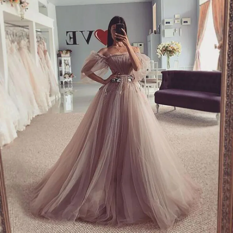 Top Trends: LORIE Dirty Pink Fairy Wedding Dresses 2021 Off The Shoulder Puff Sleeve Bride Dresses Flowers Wedding Gown Custom Made Shoppable Styles - Image 2