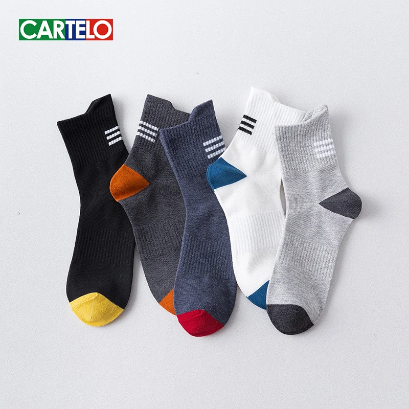 Top Trends: CARTELO Two-color Stitching Men&#039;s Socks New Casual Sport Middle Tube Socks Soft Breathable Cotton For 4 Season Male Носки мужски Shoppable Styles