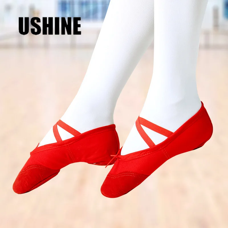 Top Trends: USHINE Professional Red Leather Pink White Black Head Soft Canvas Ballet Dance Shoes For Kids Woman Children Shoppable Styles