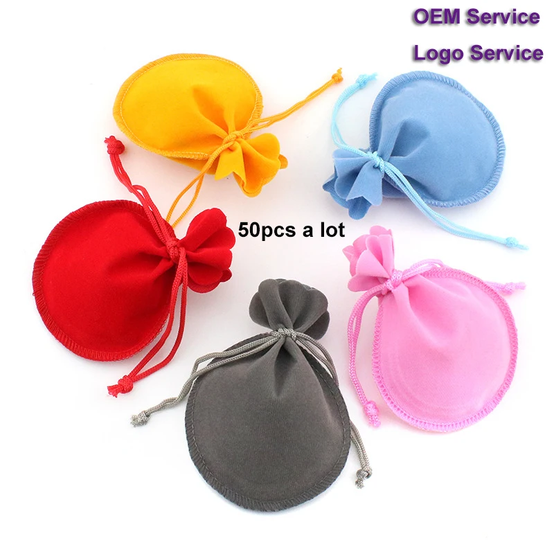 Top Trends: Jewelry Pouch Velvet Packing Bag Drawstring Gift Bag 50pcs / Lot 7x9 9x12 Used For Wedding Candy Cake Bag Advertising Bag Shoppable Styles