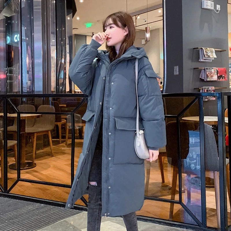 Top Trends: Women Oversize Thick Warm Cotton Zipper Solid Color High Waist Long Sleeve Jacket With Pocket New Long Hooded Winter Down Coat Shoppable Styles