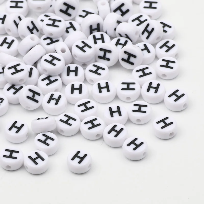 Top Trends: 50-500pcs English Letter Acrylic Beads 7mm White Round Alpahbet Loose Beads For Jewelry Making DIY Earrings Bracelet Accessories Shoppable Styles - Image 3