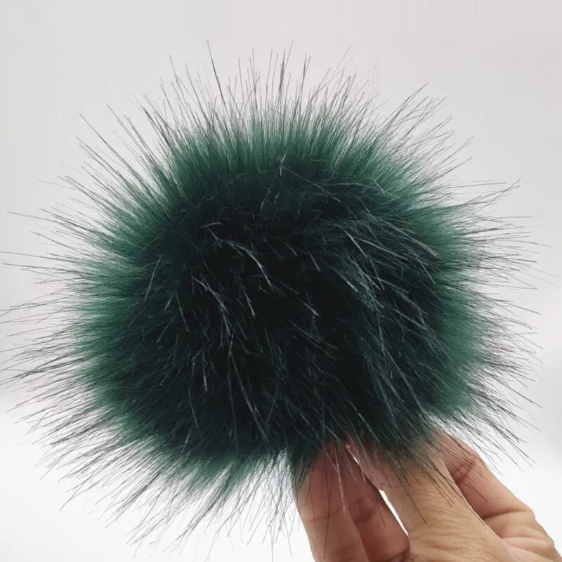 Top Trends: New DIY 12cm Green Artificial Fur Pom Pom Fluffy Baggy Button Snap Faur Fur Hair Ball For Cap Hat Bags Cloth Shoes Shoppable Styles