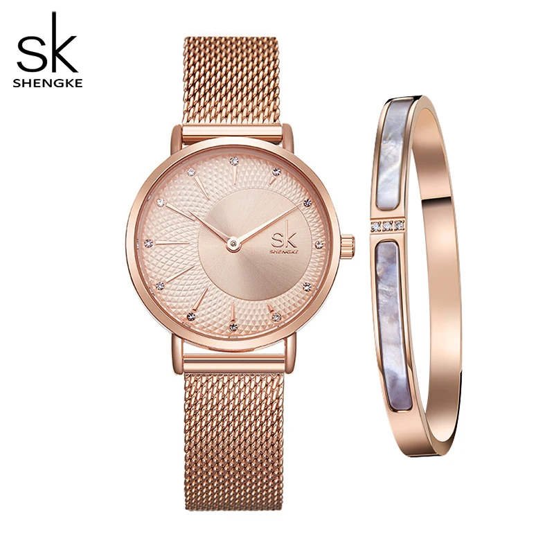 Top Trends: Women Watches Set Bracelet Japanese Quartz Movement Watches For Women Rosegold Elegant Gift Stainless Steel Mesh Ladies Clock Shoppable Styles