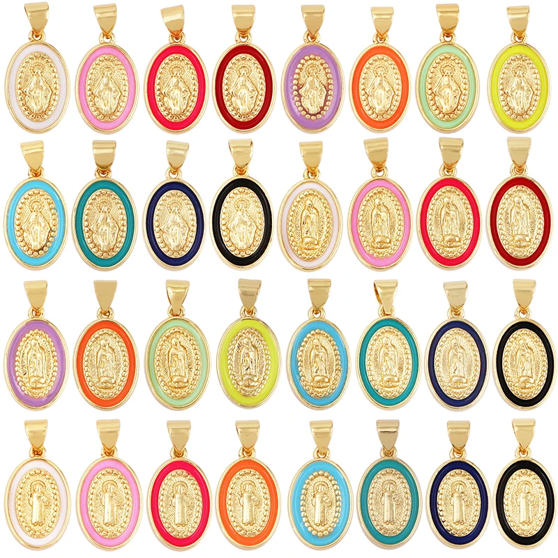 Top Trends: Enamel Miraculous Medal Virgin Mary Catholic Holy Charm, 18K Real Gold Colour Plated , Craft Jewelry For Diy Necklace Wholesale Shoppable Styles