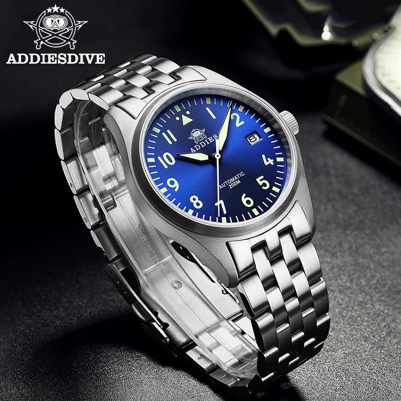 Top Trends: ADDIESDIVE Men's Pilot Watch Sapphire Crystal C3 Luminous 200m Waterproof Sport 316L Stainless Steel Automatic Mechanical Watch Shoppable Styles