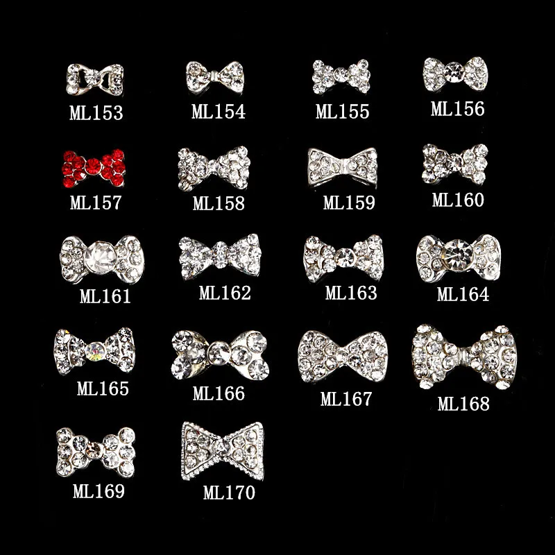 Top Trends: 10PCs / Lot 3D Nail Art Decoration CLEAR DIAMANTE BOW Rhinestone Crystal Gems Nail Charms Nail Art Decoration LARGE RIBBON BOW Shoppable Styles