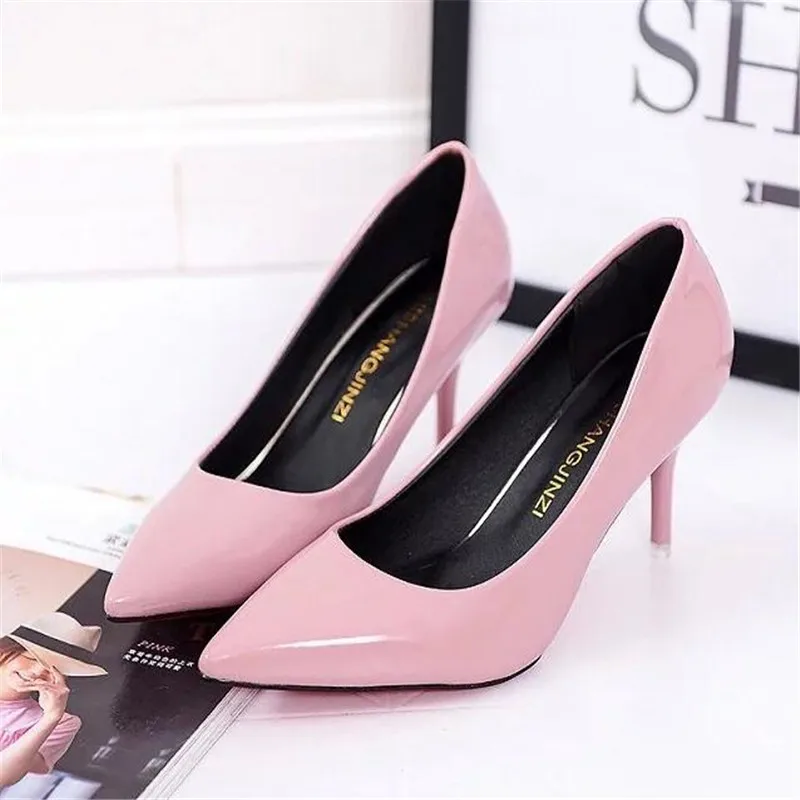 Top Trends: Hot Selling Women Shoes Pointed Toe Pumps Patent Leather Dress Red 8CM High Heels Boat Shoes Shadow Wedding Shoes Zapatos Mujer Shoppable Styles - Image 2