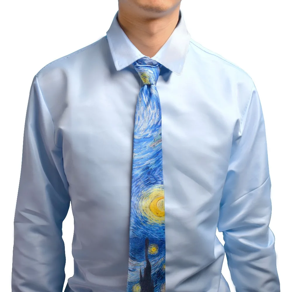 Top Trends: Starry Night Printed Neckties 8cm Famous Oils Painting Men Ties Party Gifts Festival Business Appointment Shirt Accessories Ties Shoppable Styles - Image 3