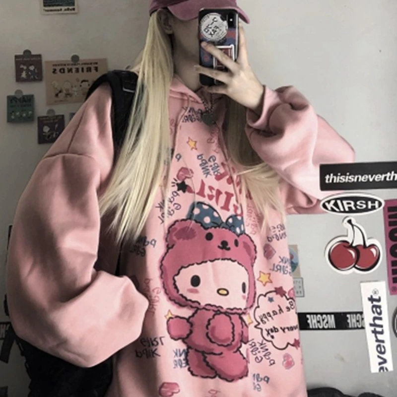 Top Trends: Kawaii Anime Winter Women Hoodie Cute Cartoon Long Sleeve Casual Hoodie Oversized Sweatshirt Harajuku Tops Fashion Hoodie Shoppable Styles