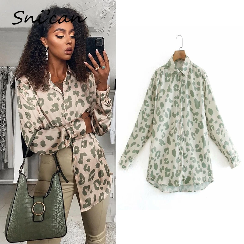 Top Trends: Snican Spring Leopard Print Shirts Vintage Long Sleeve Office Ladies Satin Blouse Blusas De Mujer Chemise Women Tops Outwear New Shoppable Styles