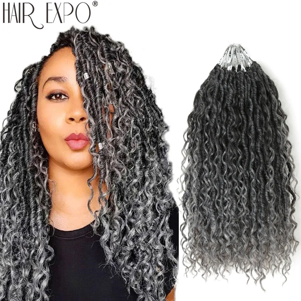 Top Trends: 14-26"Goddess Locs Crochet Braids Hair Natural Synthetic Braiding Hair Extension Ombre River Faux Locs With Curly Hair Expo City Shoppable Styles