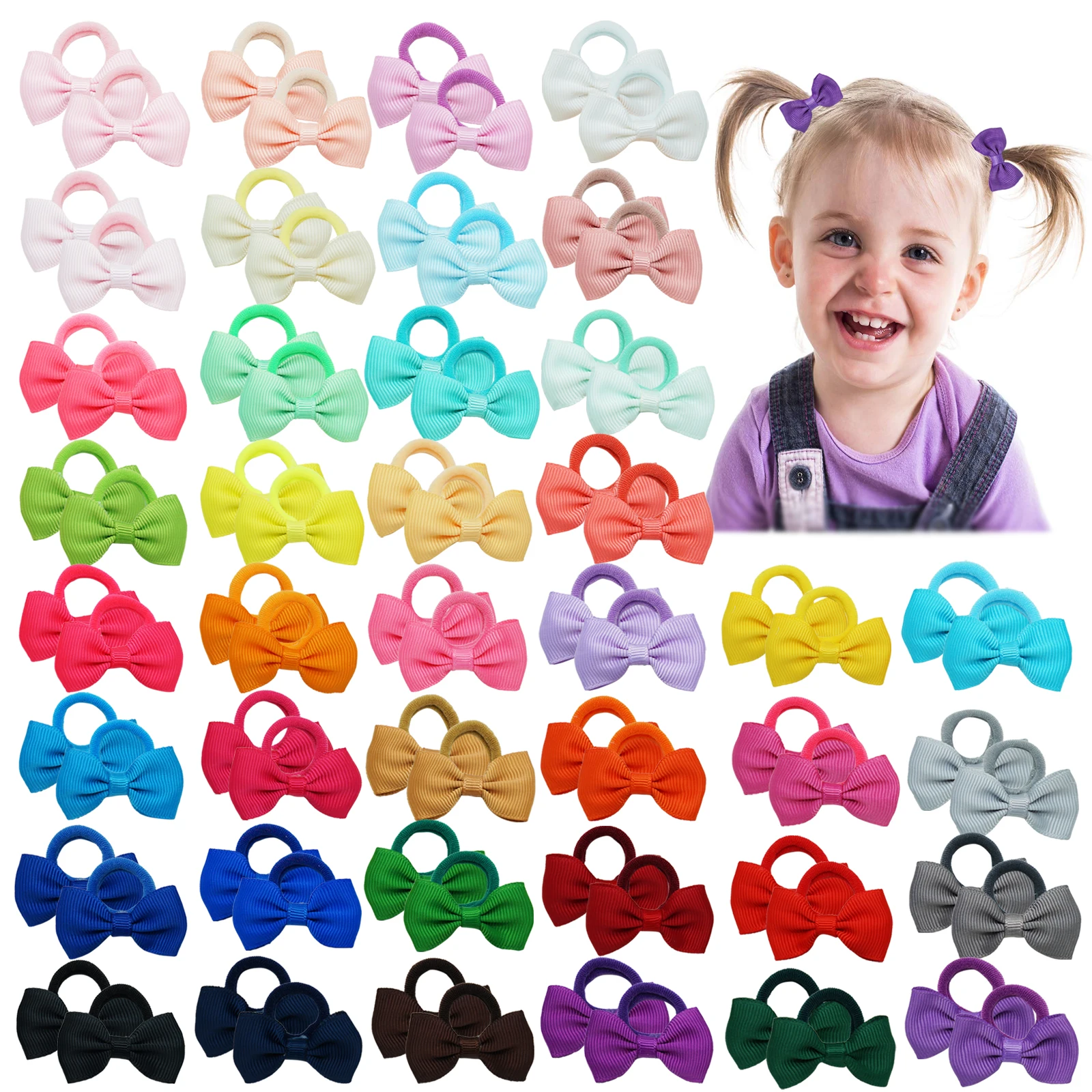 Top Trends: 80PCS Baby Girls Hair Ties 2Inch Grosgrain Ribbon Mini Hair Bows Elastic Rubber Hair Bands Ponytail Holders Accessories For Gilr Shoppable Styles