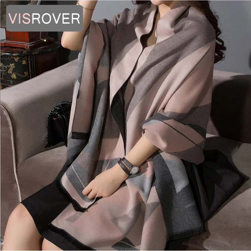 Top Trends: VISROVER Luxury Brand Woman Winter Scarf Fashion Female Shawls Cashmere Handfeeling Winter Wraps Flower Weave Winter Hijab Scarf Shoppable Styles