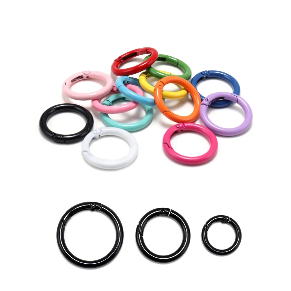 Top Trends: 5Pcs / lot Metal Spring Gate O Ring Openable Round Carabiner Keychain Bag Clips Hook Dog Chain Buckles Connector For DIY Jewelry Shoppable Styles