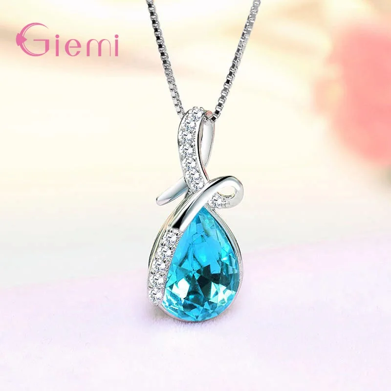 Top Trends: 925 Sterling Silver Water Drop Pendant Necklace Quartz Crystal Charm Necklace For Women Fashion Jewelry Gifts Shoppable Styles