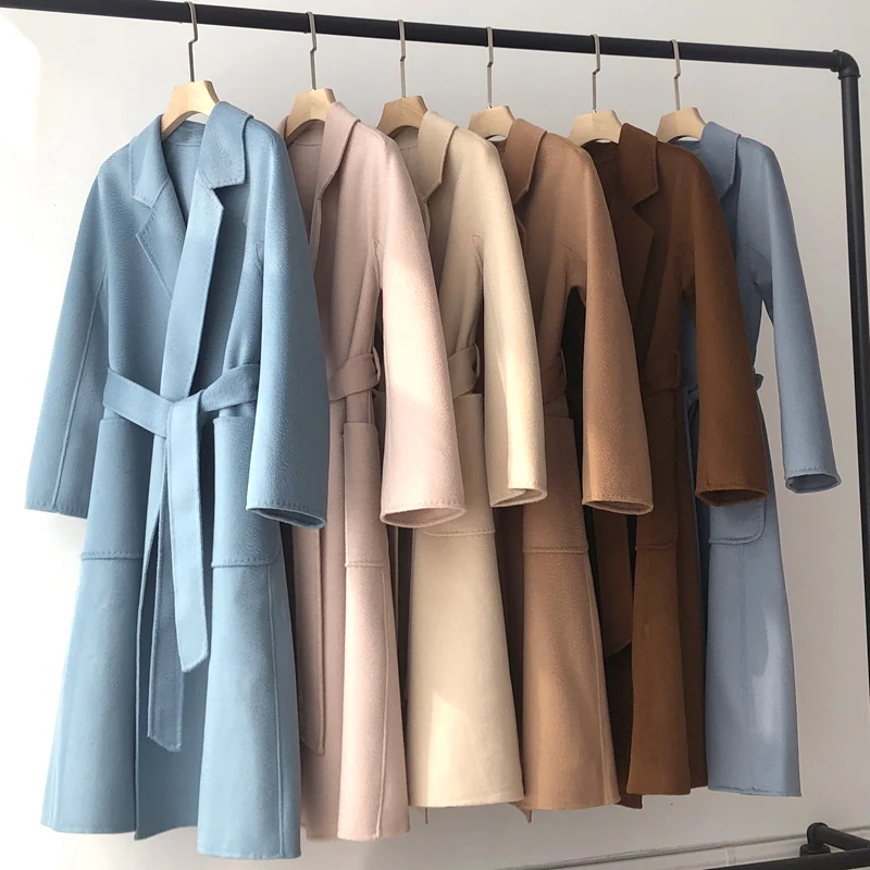 Top Trends: Korean Women Handmade Hepburn Corrugated Water Ripples Coat Double-sided Cashmere Wool Long Woolen Jacket Cashmere Coat Max Shoppable Styles