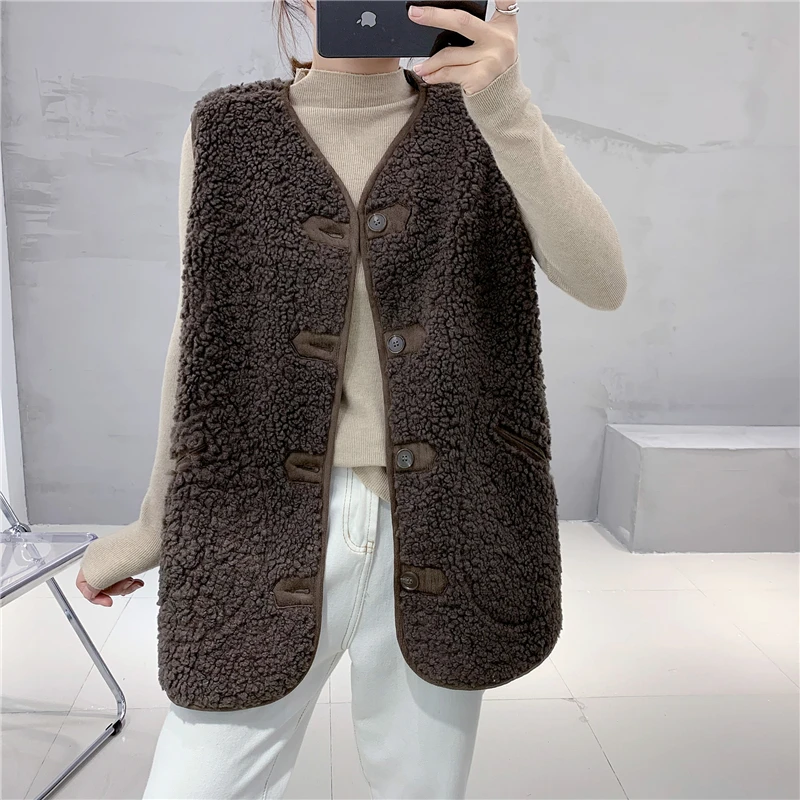 Top Trends: Lamb Hair Women's Vest 2023 Autumn New Korean Loose Women's Coat Fur Suede Jacket Sleeveless Single-Breasted Parkas Waistcoat Shoppable Styles