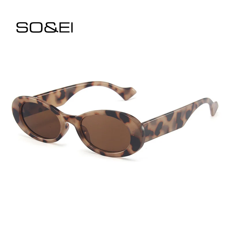 Top Trends: SO&amp;EI Ins Popular Fashion Small Oval Sunglasses Women Vintage Leopard Jelly Color Eyewear Men Trending Sun Glasses Shades UV400 Shoppable Styles