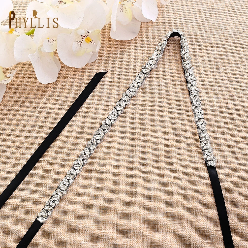 Top Trends: S06 Silver Rhinestone Wedding Sash Thin Bridal Belts Bling Tie Belts For Women Evening Gown Maternity Belt For Dress Waist Belts Shoppable Styles