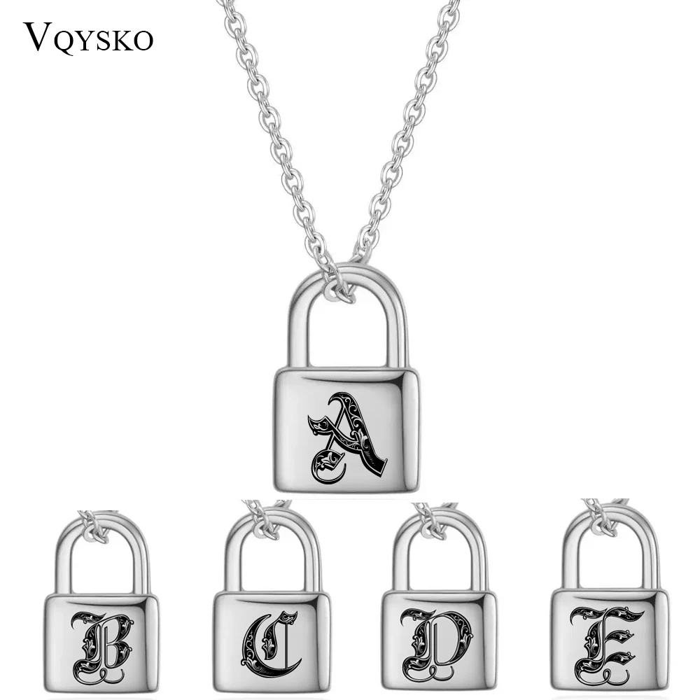 Top Trends: Customize Engrave Padlock Letter Necklaces For Women Stainless Steel Initial A-Z Lock Pendant Lady Wear Gifts Jewelry Wholesale Shoppable Styles