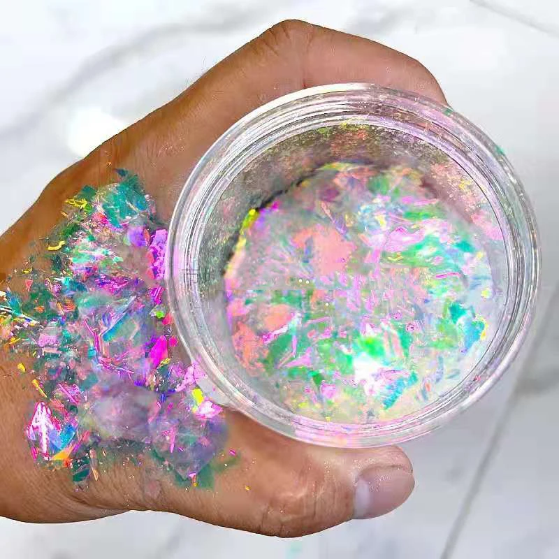 Top Trends: 2021 Ultra-Thin Iridescent Flakes Color Shift Holographic Opal Fire Nail Art Acrylic Glitter Pigment Powder Fire Opal Flakes 1pc Shoppable Styles