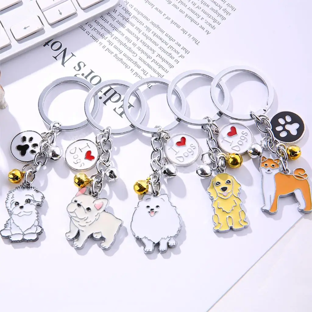 Top Trends: Fashion Pet Memorial Keychain Dog Pendant White Maltese Animal Bell Enamel Keyring Women Bag Jewelry Girls 10cm, 1Piece Shoppable Styles - Image 2