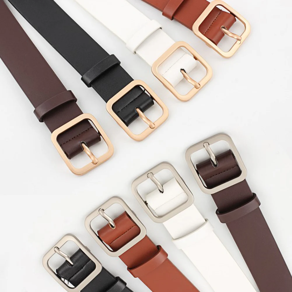 Top Trends: 90-110cm Wide Leather Waist Belt High Quality Women Square Pin Metal Buckle Belts For Women Waistband Jeans Belt Cinturon Mujer Shoppable Styles