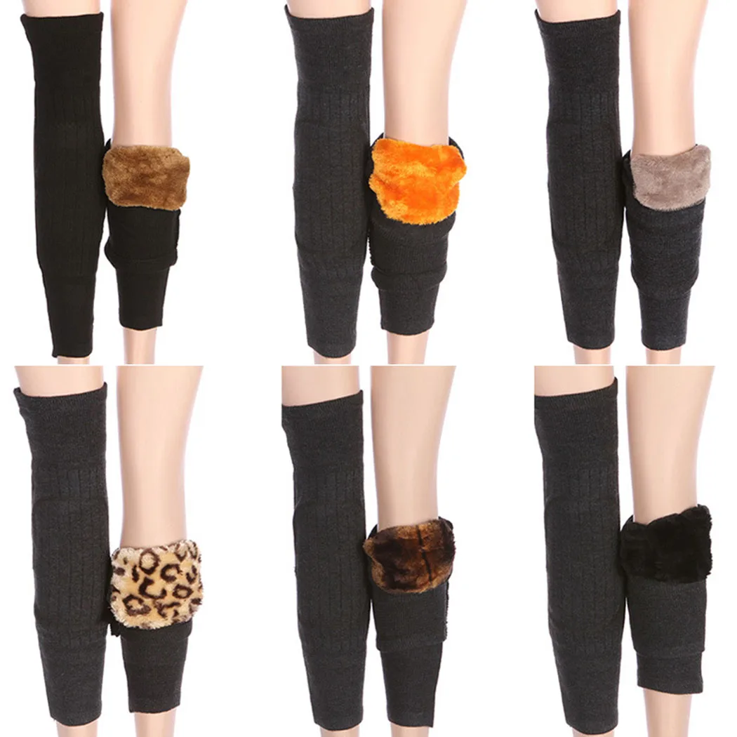 Top Trends: Thick Warm Wool Kneepads Leg Guard Cashmere Knee Protector Windproof Coldproof Leg Warmers Elastic Leg Sleeves For Women Men Shoppable Styles