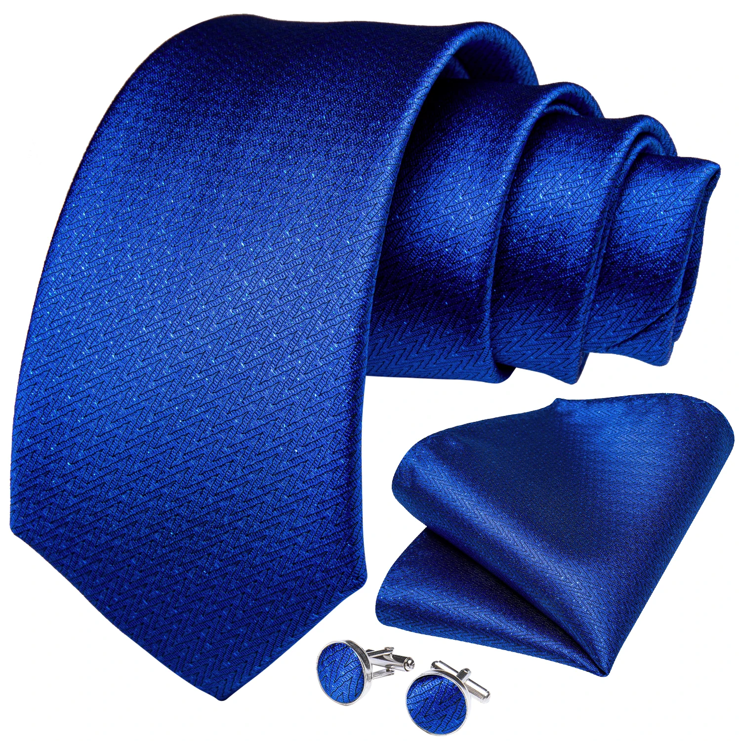 Top Trends: Royal Blue Solid Men's Silk Ties Brooch Handkerchief Set Formal Business Wedding Necktie Men Neckwear Accessories DiBanGu Shoppable Styles - Image 2