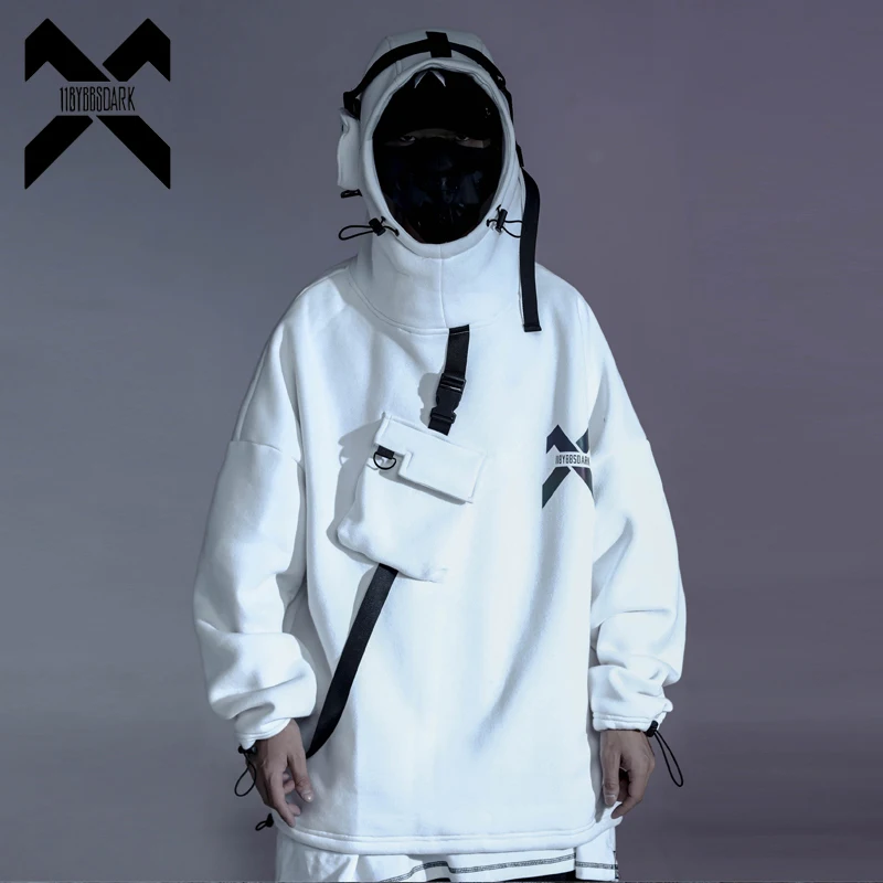 Top Trends: 11 BYBB'S DARK Techwear Harajuku Hoodies Men 2023 Ribbon Design Pullover Hip Hop Streetwear Hoodies Sweatshirts WB143 Shoppable Styles