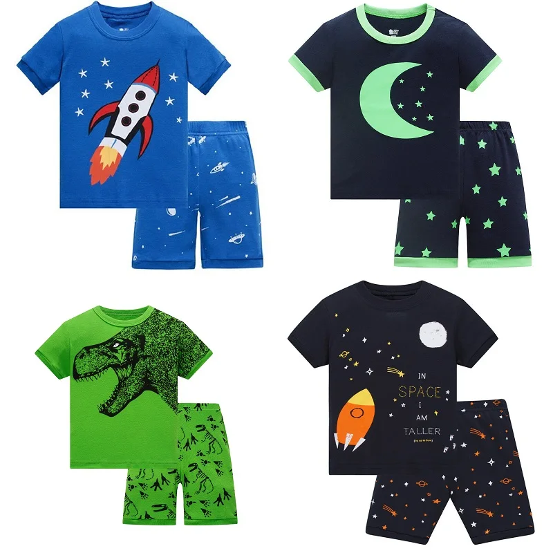 Top Trends: Kids Pajamas Set Summer Children Short Sleeve Sleepwear Rocket Boys Cartoon Pyjamas Clothing Nightwears Set Shoppable Styles