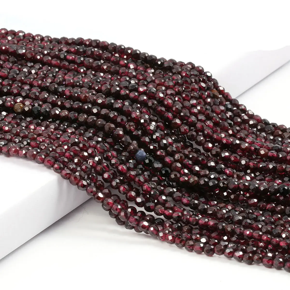 Top Trends: 2 3mm Natural Faceted Red Garnet Stone Fine Gemstones Loose Beads DIY Accessories For Jewelry Necklace Bracelet Making 38cm Shoppable Styles