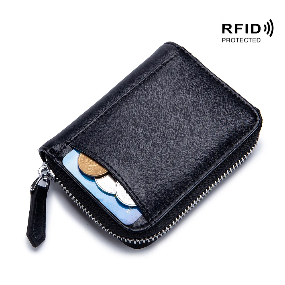 Top Trends: Coin Purse Genuine Leather Zipper Small Purse Women Coins Wallets RFID Cow Leather Mens Leather Change Purses For Women & Men Shoppable Styles - Image 4