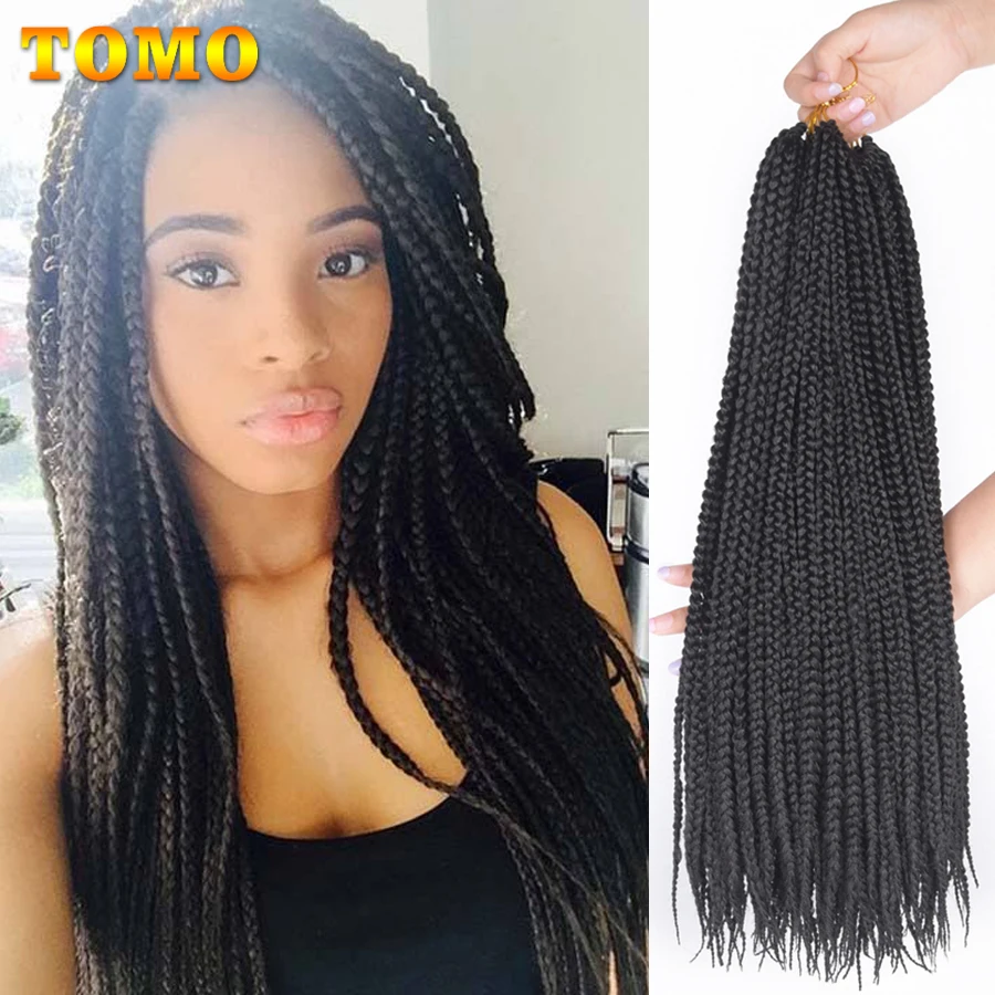 Top Trends: TOMO Goddess Box Braids Crochet Hair 14" 18" 22" Medium 3X Box Braiding Hair Extensions Ombre Color Handmade Synthetic Braids Shoppable Styles