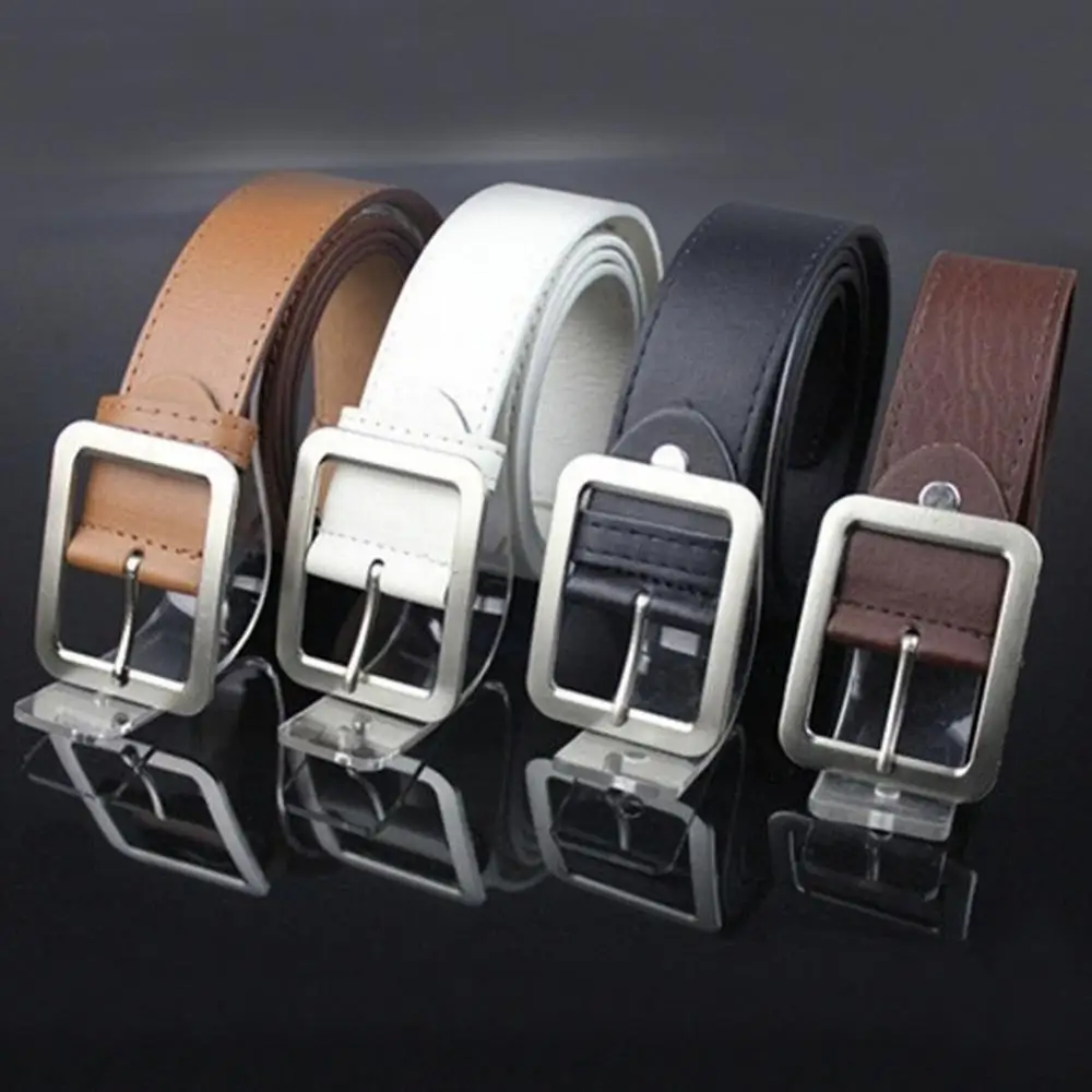 Top Trends: New Fashion Men Women Belt Luxury Casual Faux Leather Belts Alloy Square Buckle Waist Strap Clothes Accessories Shoppable Styles