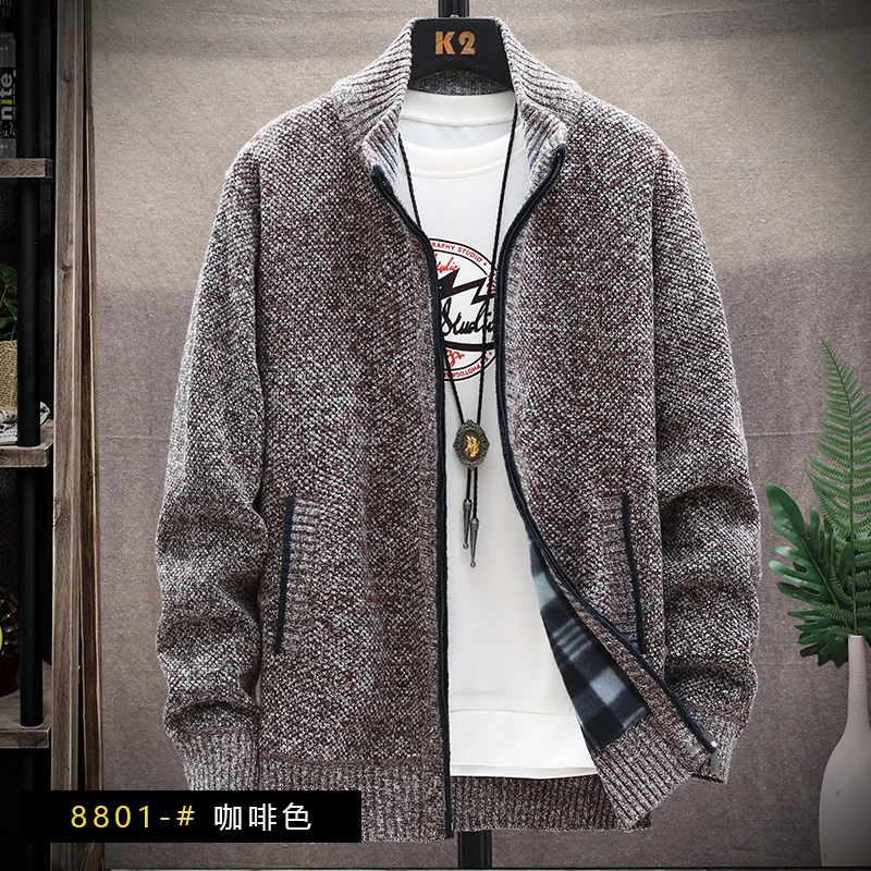 Top Trends: Cardigan Man New Jersey Coat Men's Autumn / winter Fleece Sweater Zipper Fashion Baseball Collar Stripe Jacket Chenille Blazer Shoppable Styles - Image 6