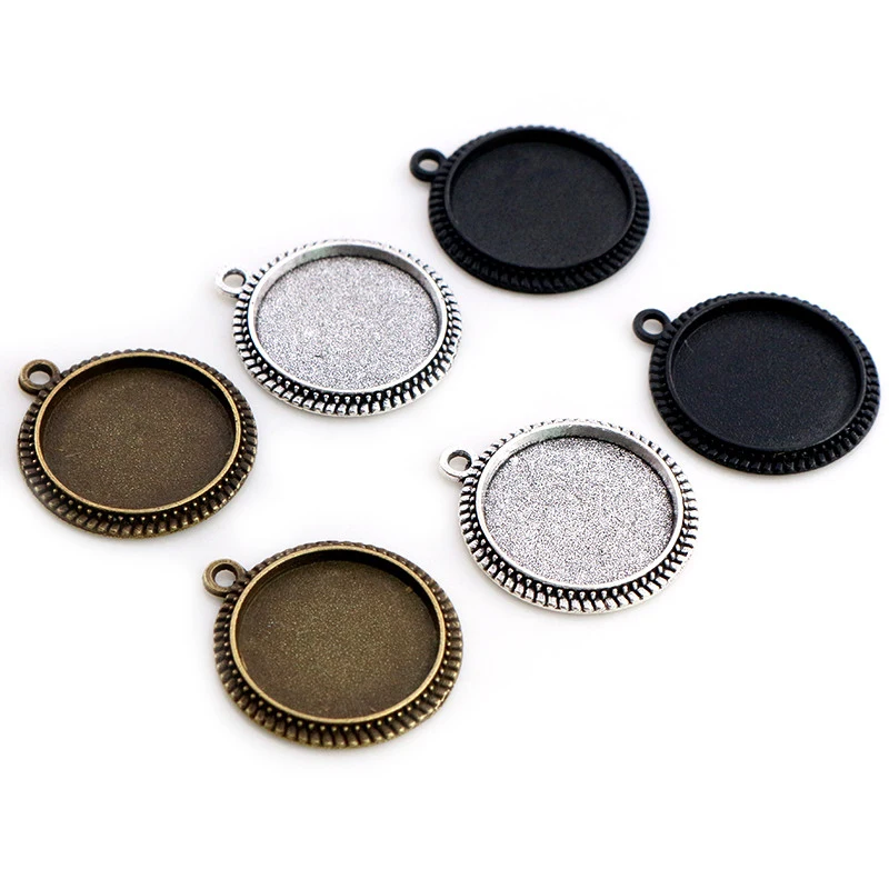 Top Trends: 20pcs 16mm Inner Size Antique Bronze And Silver Plated Simple Style Cabochon Base Cameo Setting Charms Pendant Shoppable Styles