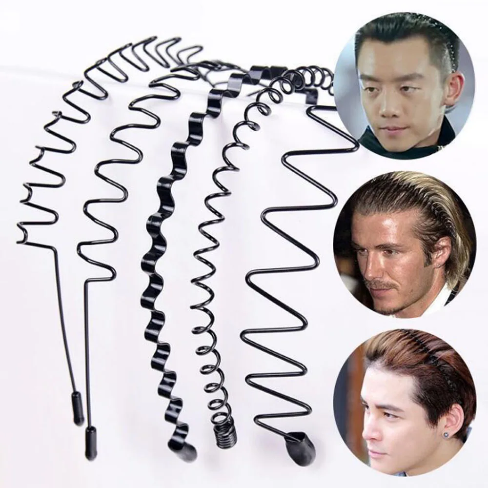 Top Trends: Hair Band For Women Men Wave Shaped Hairband Face Washing Headdress Unisex Hair Hoop Non Slip Black Metal Spiral Headbands Shoppable Styles