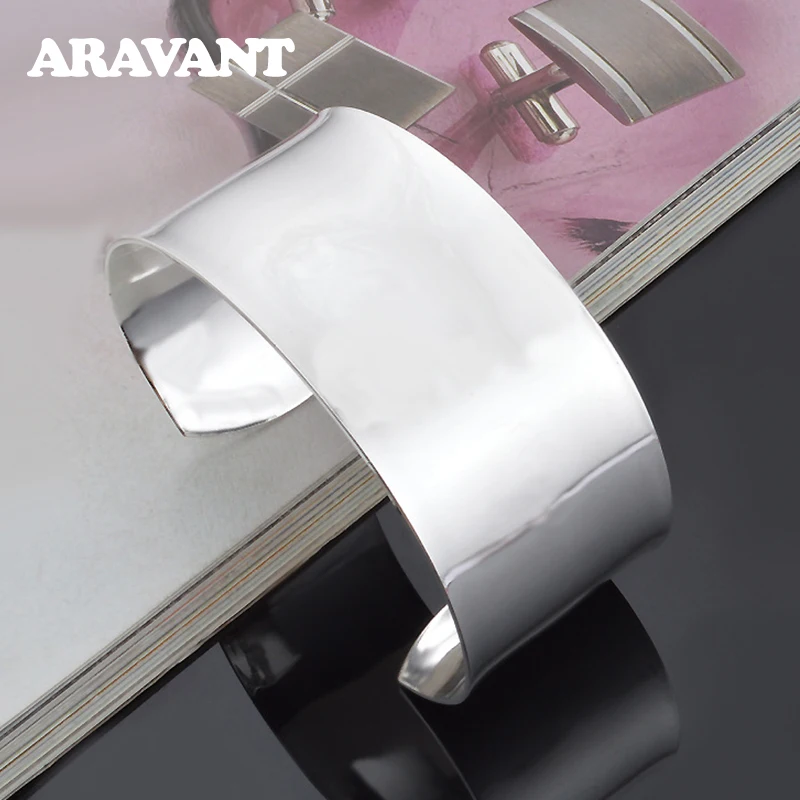 Top Trends: Aravant 925 Silver 30mm Big Smooth Bracelet&amp;Bangle For Men Women Fashion Couple Jewelry Gifts Shoppable Styles