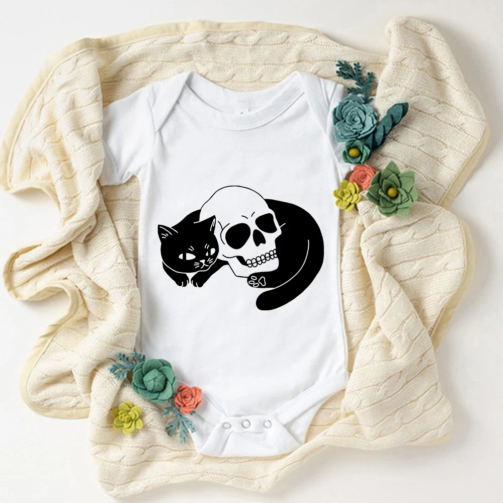 Top Trends: Gothic Harajuku Baby Clothes Summer Ropa De Bebe Niña Loose Short Sleeve Bodysuit Baby Girl Boy Onesie Children's Clothing Shoppable Styles