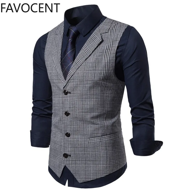 Top Trends: Mens Suit Vest Fashion Slim Fit Thin Plaid Men Waistcoat Tops Slim Business Vest Waistcoat Man England Style Male Leisure Suits Shoppable Styles - Image 5