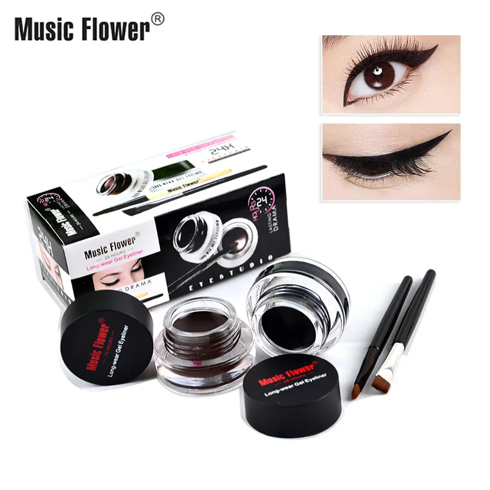 Top Trends: Music Flower 2 In 1 Coffee + Black Gel Cream Eyeliner Make Up Waterproof Cosmetics Set Eye Liner + Brushes Makeup Eye Cosmetics Shoppable Styles