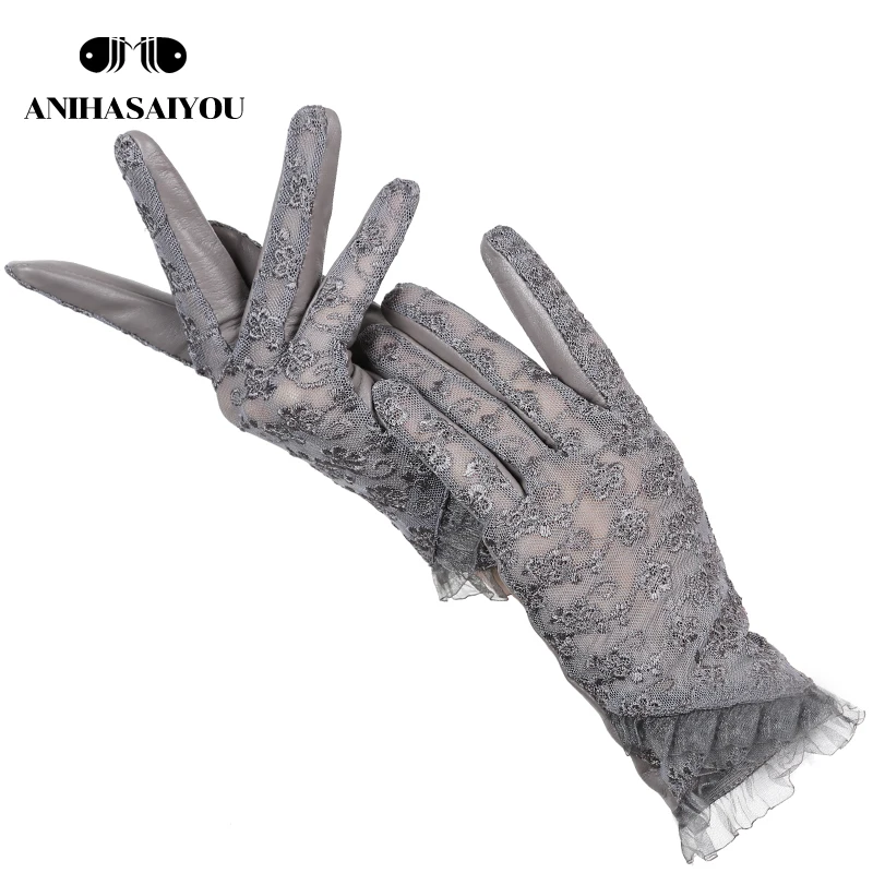 Top Trends: Fashion Sheepskin Lace Gloves Six Colors Driving Women&#039;s Leather Gloves Classic Embroidery Leather Gloves Women-2015 Shoppable Styles