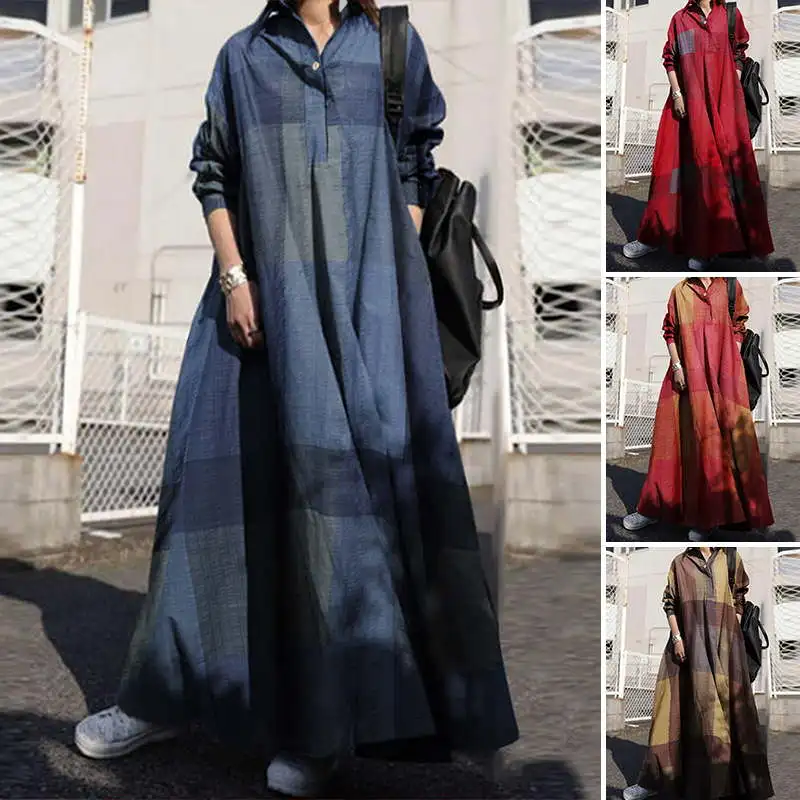 Top Trends: ZANZEA 2023 Vintage Button Shirt Dress Women&#039;s Autumn Sundress Long Sleeve Maxi Vestido Female Casual Bagyy Robe Femme Shoppable Styles