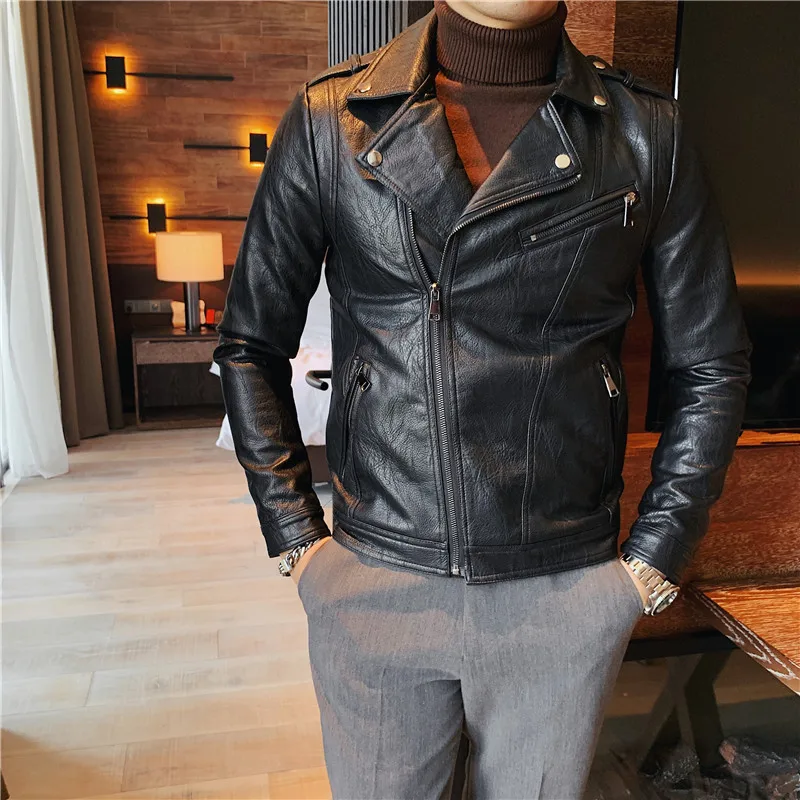 Top Trends: New Style Men's Spring Leisure Locomotive Leather Jacket / Male Slim Fit Fashion Short Leather Coat / Men's Clothing BomberS-3XL Shoppable Styles