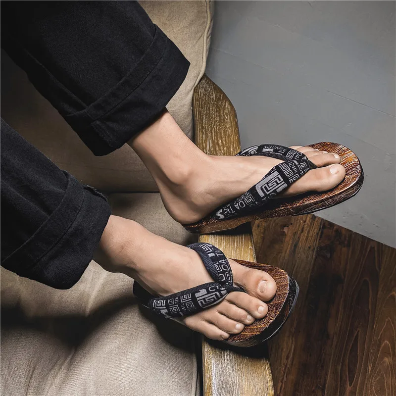 Top Trends: Clogs Men's Slippers Japanese Style Wooden Shoes Handmade Chinese Style Wooden Slippers Home Summer Sandals Flip Flops Women Shoppable Styles