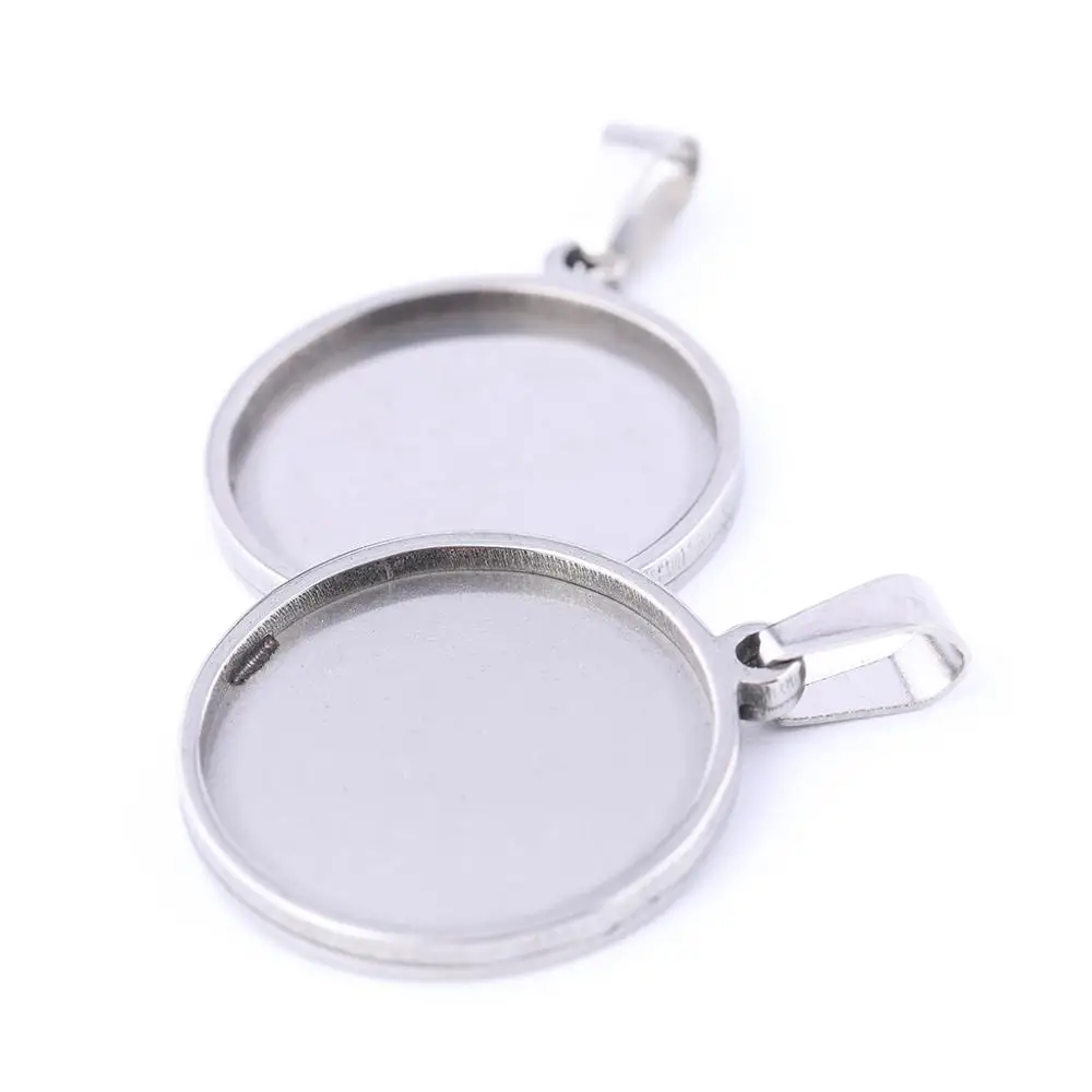 Top Trends: 10pcs 20mm Rose Gold Plated Stainless Steel Pendant Cabochon Base Settings Diy Blank Cameo Bezel Trays For Jewelry Making Shoppable Styles - Image 5