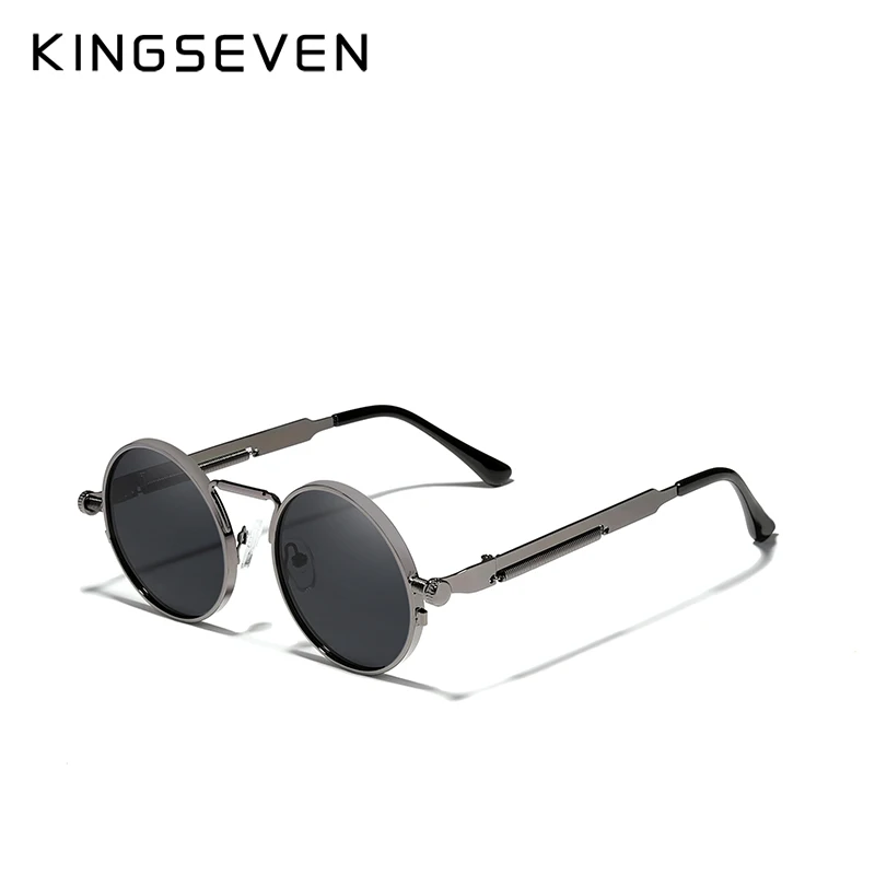 Top Trends: KINGSEVEN High Quality Gothic Steampunk Sunglasses Polarized Men Women Brand Designer Vintage Round Metal Frame Sun Glasses Shoppable Styles - Image 5